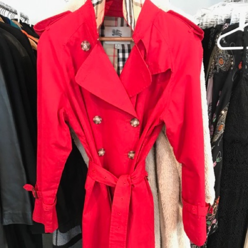 Red Burberry Trench Coat